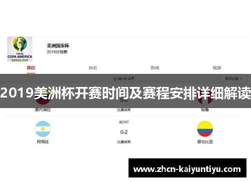 2019美洲杯开赛时间及赛程安排详细解读